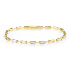 3W1713 - Gold Brass Bracelet with AAA Grade CZ in Clear