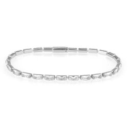 3W1715 - Rhodium Brass Bracelet with AAA Grade CZ in Clear