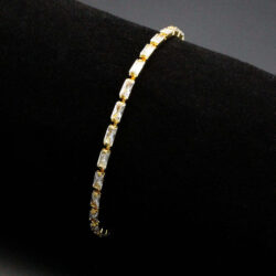 3W1716 - Gold Brass Bracelet with AAA Grade CZ in Clear