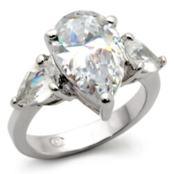 413409 - High-Polished 925 Sterling Silver Ring with AAA Grade CZ  in Clear