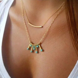 Color: WHITE GOLD POLISHED - Turquoise Rain Necklace