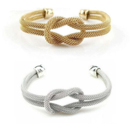 Style: Copper - Love Me Love Knot 925 SS Plated & 18 Kt Antique Gold Plated Cuff Bracelet