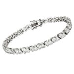 47302 - Rhodium Brass Bracelet with AAA Grade CZ  in Clear