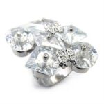 7X350 - Rhodium 925 Sterling Silver Ring with AAA Grade CZ  in Clear