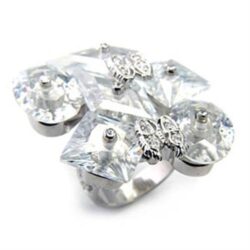 7X350 - Rhodium 925 Sterling Silver Ring with AAA Grade CZ  in Clear