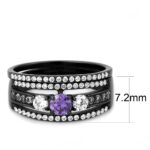 DA001 - IP Black(Ion Plating) Stainless Steel Ring with AAA Grade CZ  in Amethyst