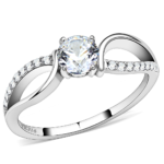 DA004 - High polished (no plating) Stainless Steel Ring with AAA Grade CZ  in Clear