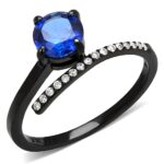 DA038 - IP Black(Ion Plating) Stainless Steel Ring with Synthetic Spinel in London Blue