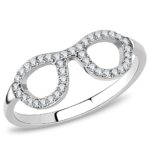 DA055 - High polished (no plating) Stainless Steel Ring with AAA Grade CZ  in Clear