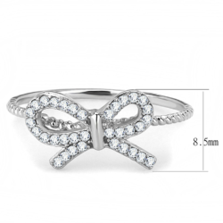 DA057 - High polished (no plating) Stainless Steel Ring with AAA Grade CZ  in Clear