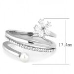 DA059 - High polished (no plating) Stainless Steel Ring with Synthetic Pearl in White