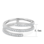 DA060 - High polished (no plating) Stainless Steel Ring with AAA Grade CZ  in Clear