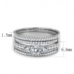 DA062 - High polished (no plating) Stainless Steel Ring with AAA Grade CZ  in Clear