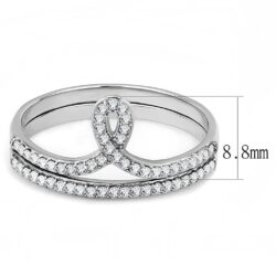 DA063 - High polished (no plating) Stainless Steel Ring with AAA Grade CZ  in Clear