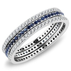 DA066 - High polished (no plating) Stainless Steel Ring with AAA Grade CZ  in London Blue