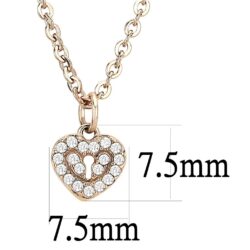 DA086 - IP Rose Gold(Ion Plating) Stainless Steel Chain Pendant with AAA Grade CZ  in Clear