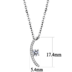 DA092 - High polished (no plating) Stainless Steel Chain Pendant with AAA Grade CZ  in Clear