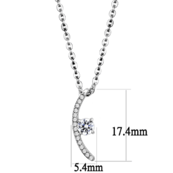 DA092 - High polished (no plating) Stainless Steel Chain Pendant with AAA Grade CZ  in Clear