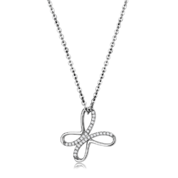 DA093.png - DA093 - High polished (no plating) Stainless Steel Chain Pendant with AAA Grade CZ  in Clear