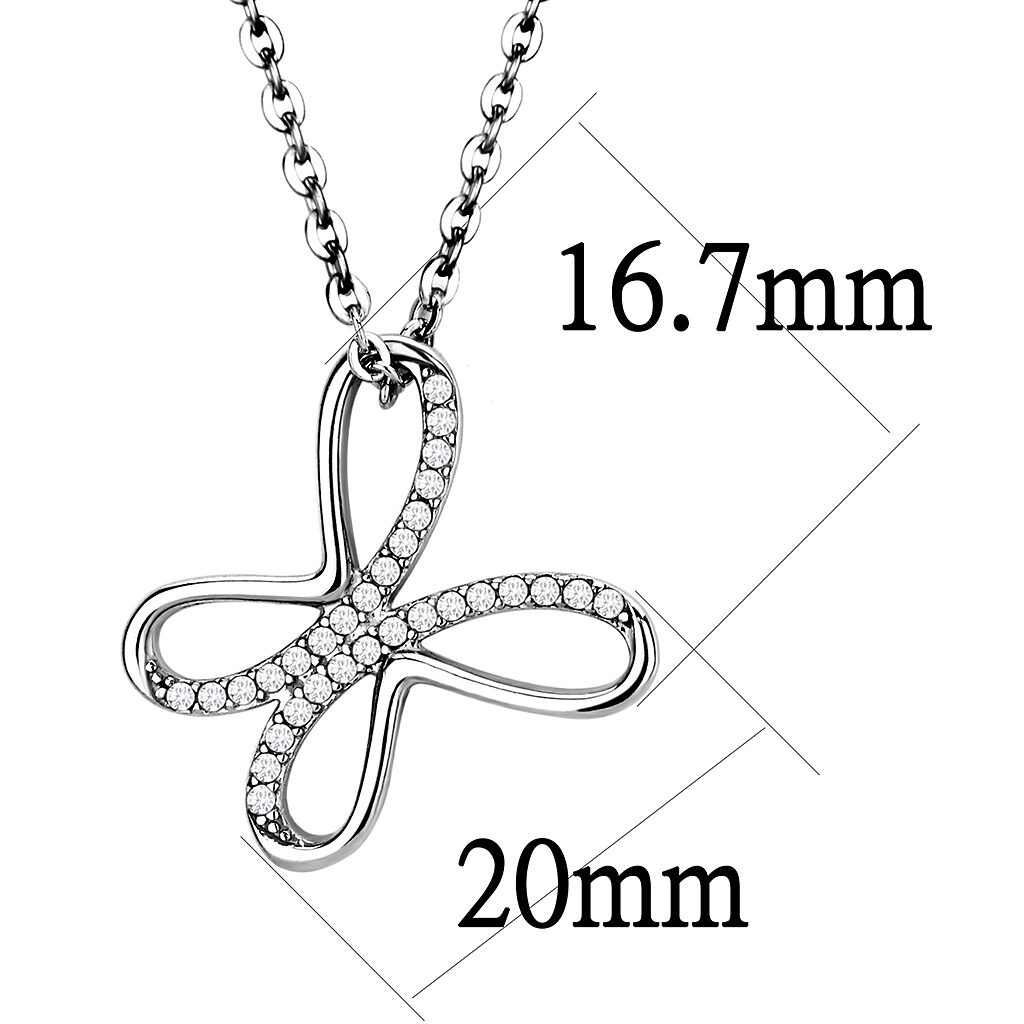 DA093 44286860.jpg - DA093 - High polished (no plating) Stainless Steel Chain Pendant with AAA Grade CZ  in Clear