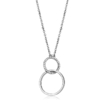 DA097 - High polished (no plating) Stainless Steel Chain Pendant with AAA Grade CZ  in Clear