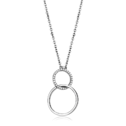 DA097 - High polished (no plating) Stainless Steel Chain Pendant with AAA Grade CZ  in Clear