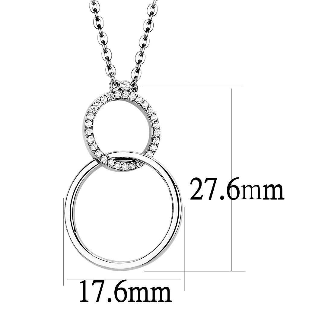 DA097 - High polished (no plating) Stainless Steel Chain Pendant with AAA Grade CZ  in Clear