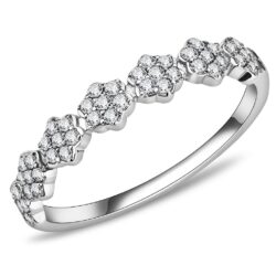 DA102 - High polished (no plating) Stainless Steel Ring with AAA Grade CZ  in Clear