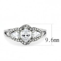 DA103 - High polished (no plating) Stainless Steel Ring with AAA Grade CZ  in Clear