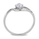 DA105 - High polished (no plating) Stainless Steel Ring with AAA Grade CZ  in Clear