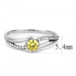 DA118 - High polished (no plating) Stainless Steel Ring with AAA Grade CZ  in Topaz