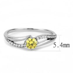 DA118 - High polished (no plating) Stainless Steel Ring with AAA Grade CZ  in Topaz