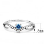 DA120 - High polished (no plating) Stainless Steel Ring with AAA Grade CZ  in Sea Blue