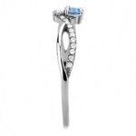 DA120 - High polished (no plating) Stainless Steel Ring with AAA Grade CZ  in Sea Blue