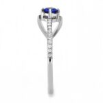 DA121 - High polished (no plating) Stainless Steel Ring with AAA Grade CZ  in London Blue