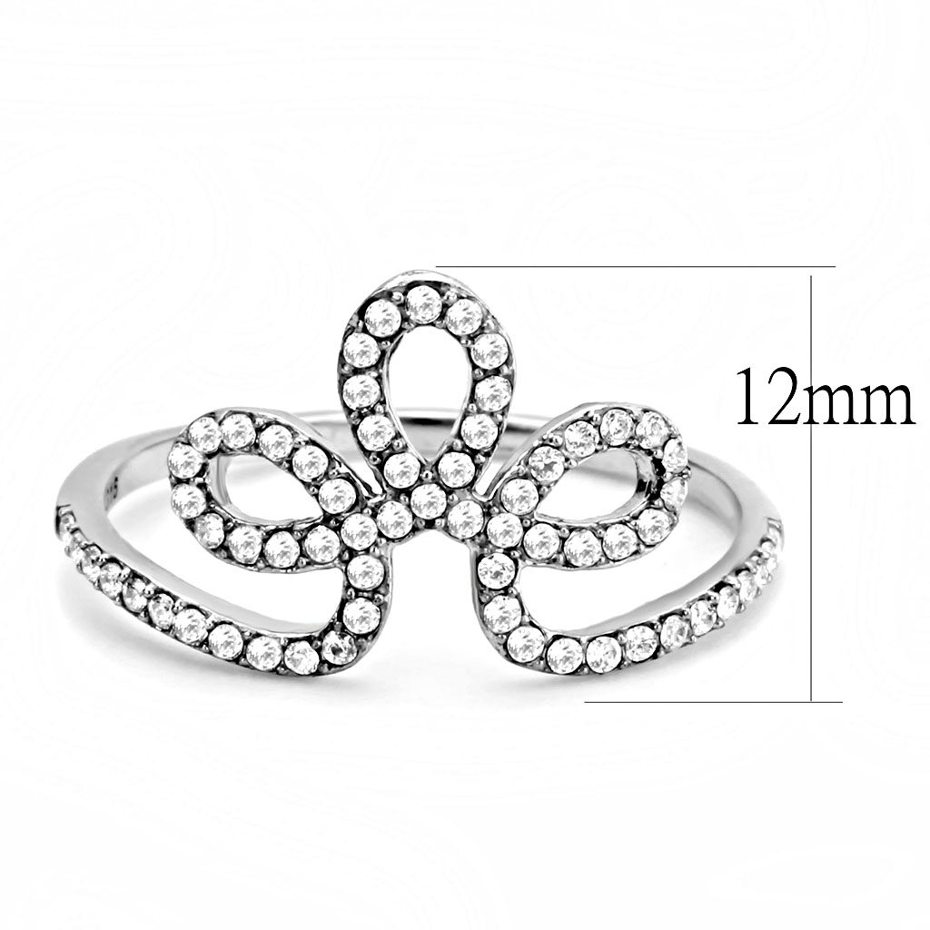 DA141 - High polished (no plating) Stainless Steel Ring with AAA Grade CZ  in Clear