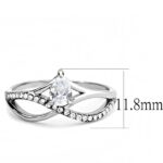 DA149 - High polished (no plating) Stainless Steel Ring with AAA Grade CZ  in Clear