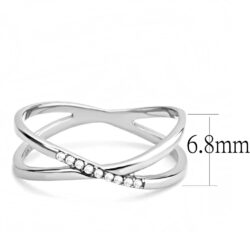 DA158 - High polished (no plating) Stainless Steel Ring with AAA Grade CZ  in Clear