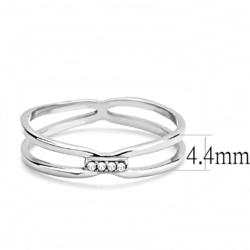 DA160 - High polished (no plating) Stainless Steel Ring with AAA Grade CZ  in Clear