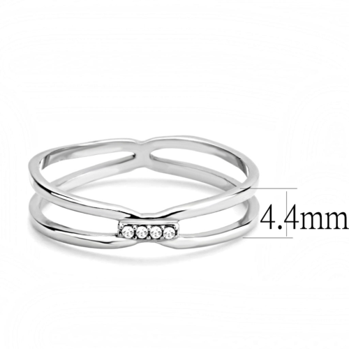 DA160 - High polished (no plating) Stainless Steel Ring with AAA Grade CZ  in Clear