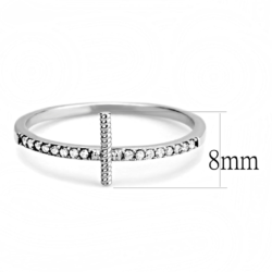 DA161 - High polished (no plating) Stainless Steel Ring with AAA Grade CZ  in Clear