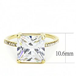 DA172 - IP Gold(Ion Plating) Stainless Steel Ring with AAA Grade CZ  in Clear