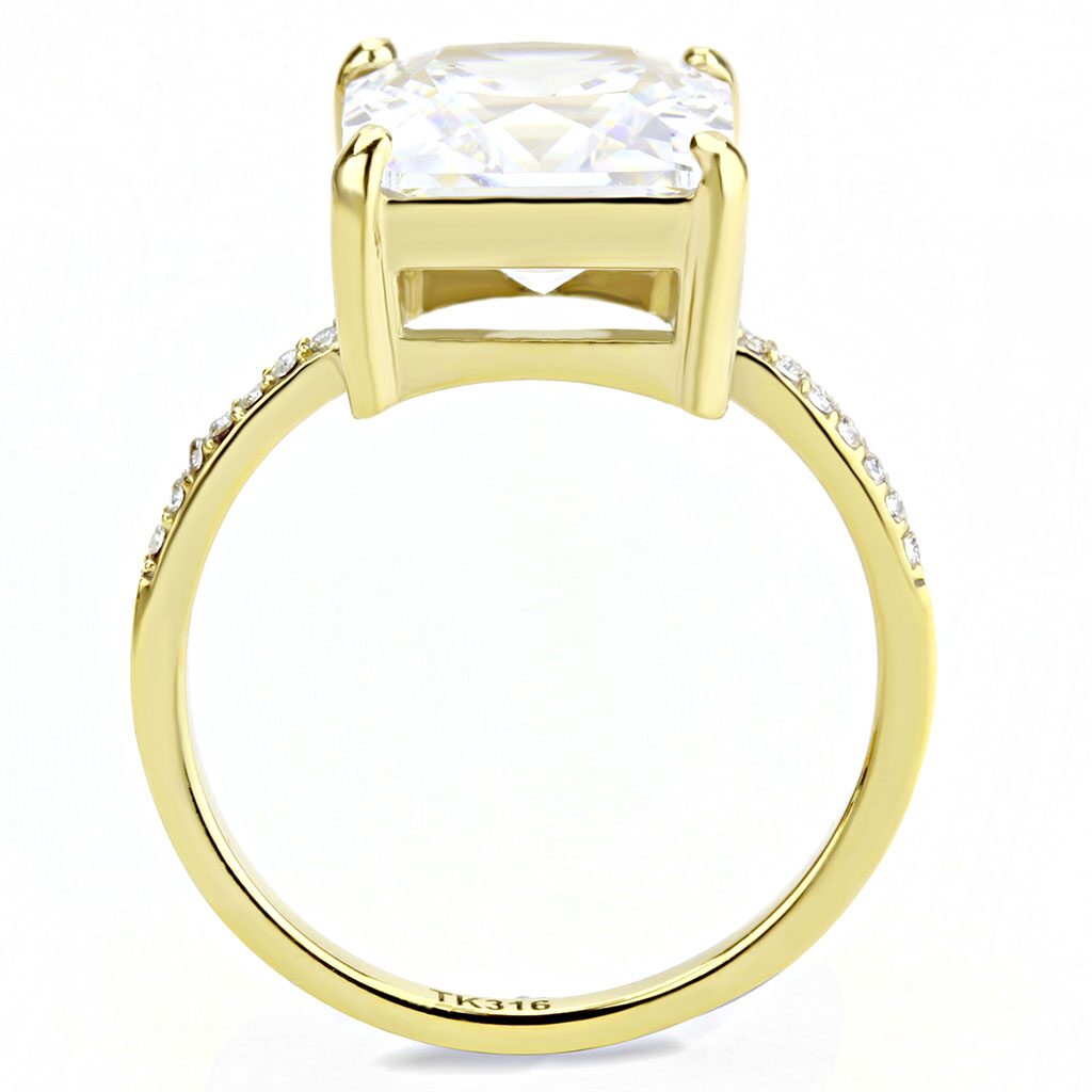 DA172 - IP Gold(Ion Plating) Stainless Steel Ring with AAA Grade CZ  in Clear