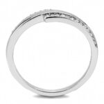 DA234 - High polished (no plating) Stainless Steel Ring with AAA Grade CZ  in Clear