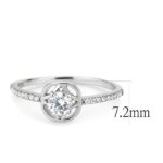 DA238 - High polished (no plating) Stainless Steel Ring with AAA Grade CZ  in Clear