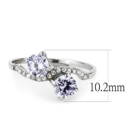 DA244 - High polished (no plating) Stainless Steel Ring with AAA Grade CZ  in Light Amethyst