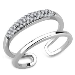 DA247 - High polished (no plating) Stainless Steel Ring with AAA Grade CZ  in Clear