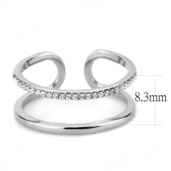 DA249 - High polished (no plating) Stainless Steel Ring with AAA Grade CZ  in Clear