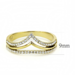 DA250 - IP Gold(Ion Plating) Stainless Steel Ring with AAA Grade CZ  in Clear