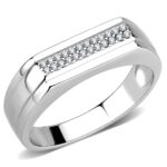 DA251 - High polished (no plating) Stainless Steel Ring with AAA Grade CZ  in Clear